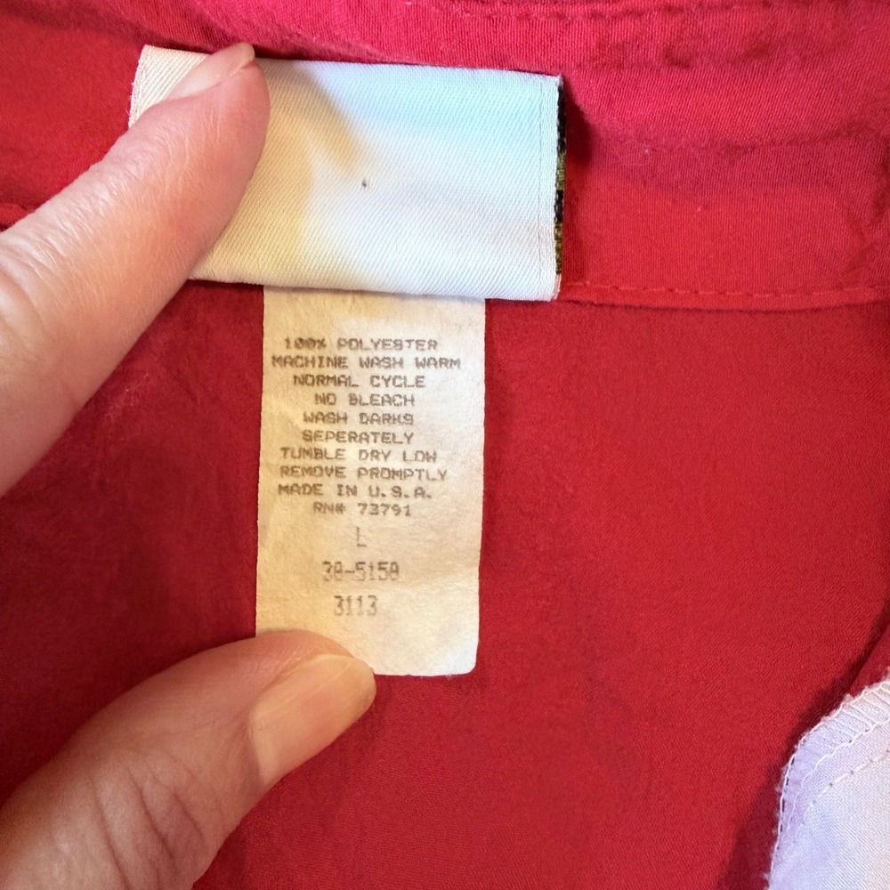 Vintage Cortiva Red White Blue Striped Windbreaker 90s USA Made Sporty Large - Picture 6 of 7